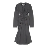 MM6 Maison Margiela Wool Cotton Tailoring Dress in Grey | Midi Dresses | Coveti