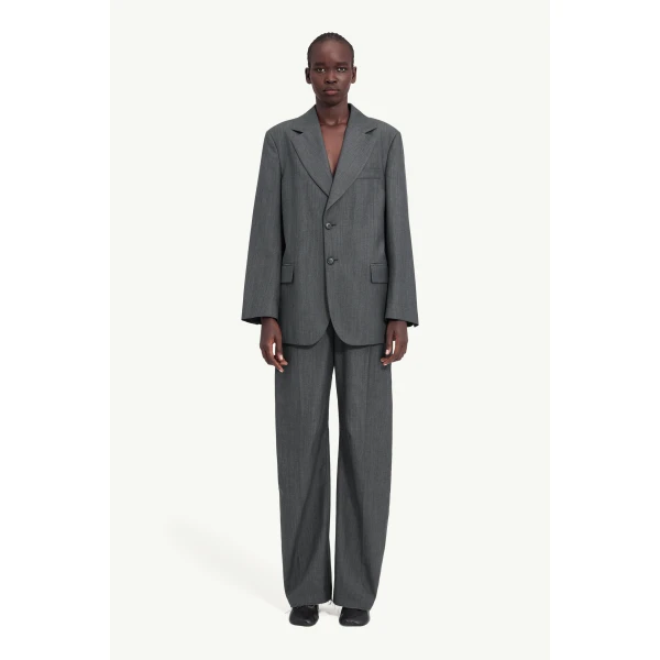 MM6 Maison Margiela Wool Cotton Tailoring Suit Jacket in Grey, view 2 | Blazers | Coveti