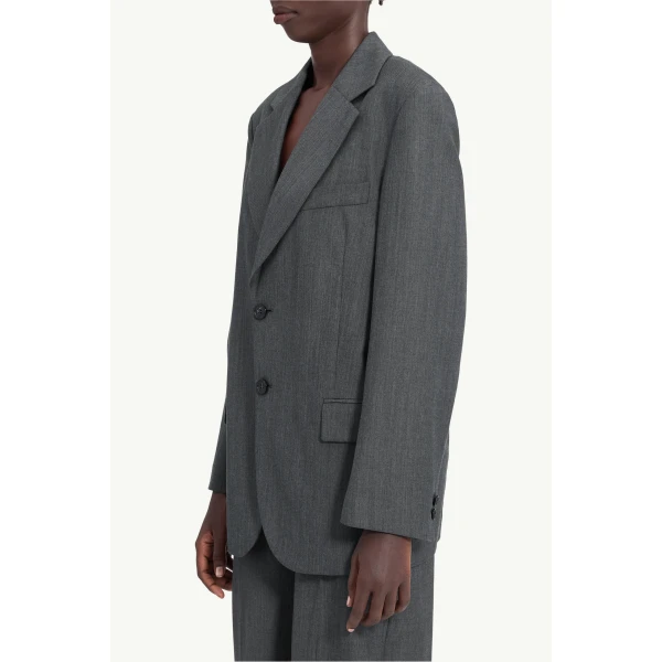 MM6 Maison Margiela Wool Cotton Tailoring Suit Jacket in Grey, view 5 | Blazers | Coveti