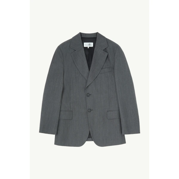 MM6 Maison Margiela Wool Cotton Tailoring Suit Jacket in Grey, view 6 | Blazers | Coveti