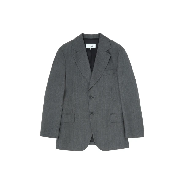 MM6 Maison Margiela Wool Cotton Tailoring Suit Jacket in Grey | Blazers | Coveti