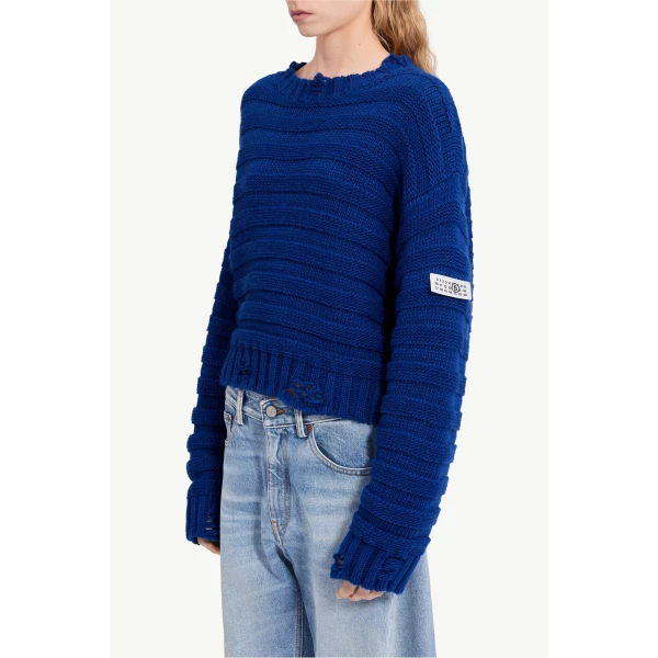 MM6 Maison Margiela Wool Jumper in Blue, view 5 | Sweaters | Coveti