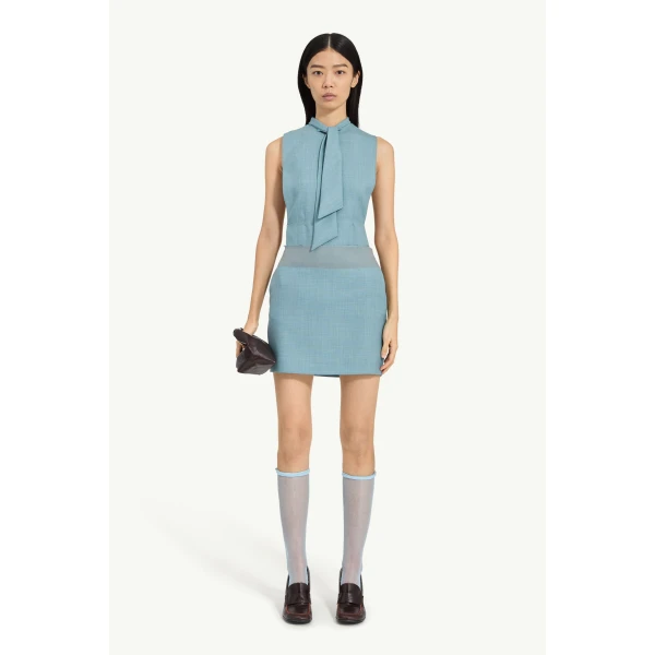 MM6 Maison Margiela Wool Mini Skirt in Blue, view 2 | Mini Skirts | Coveti