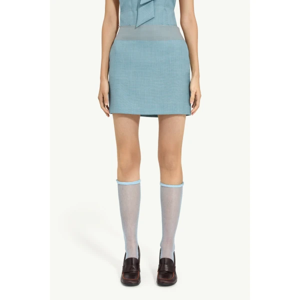 MM6 Maison Margiela Wool Mini Skirt in Blue, view 5 | Mini Skirts | Coveti