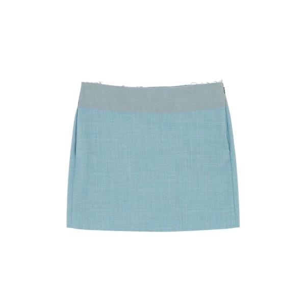 Wool Mini Skirt in Blue