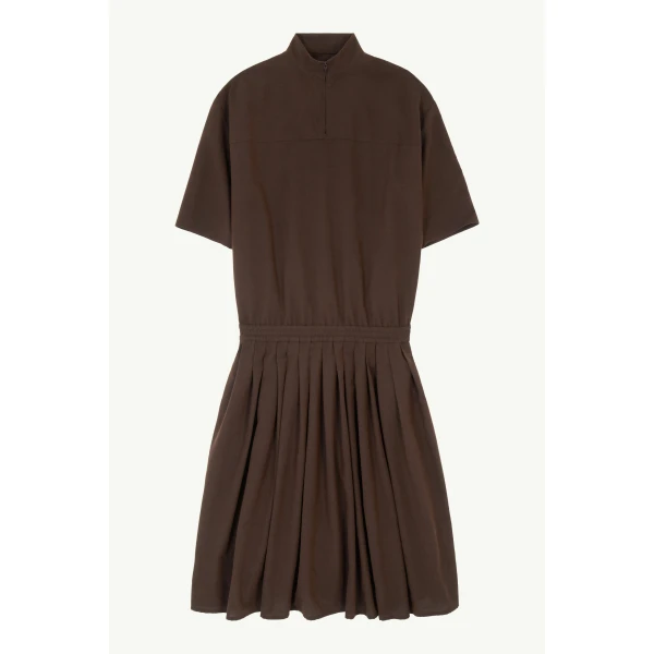 MM6 Maison Margiela Wool Shirting Shirt Dress in Brown, view 6 | Shirtdress | Coveti