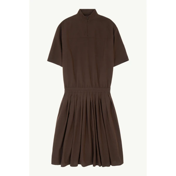 Wool Shirting Shirt Dress in Brown