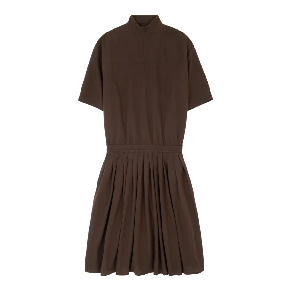 Wool Shirting Shirt Dress in Brown