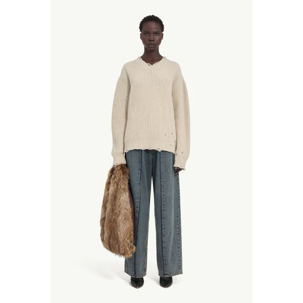 MM6 Maison Margiela Wool Sweater in Nude, view 2 | Sweaters | Coveti
