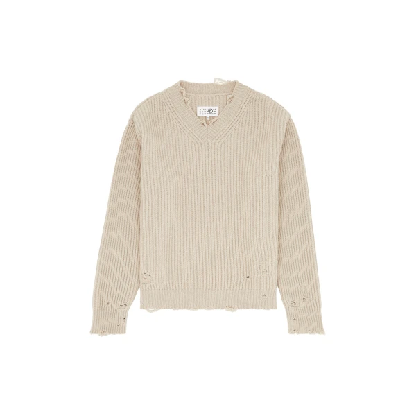 MM6 Maison Margiela Wool Sweater in Nude | Sweaters | Coveti