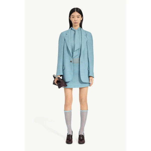 MM6 Maison Margiela Wool Tailored Jacket in Blue, view 2 | Blazers | Coveti