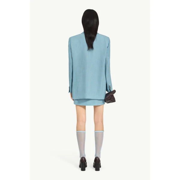 MM6 Maison Margiela Wool Tailored Jacket in Blue, view 4 | Blazers | Coveti