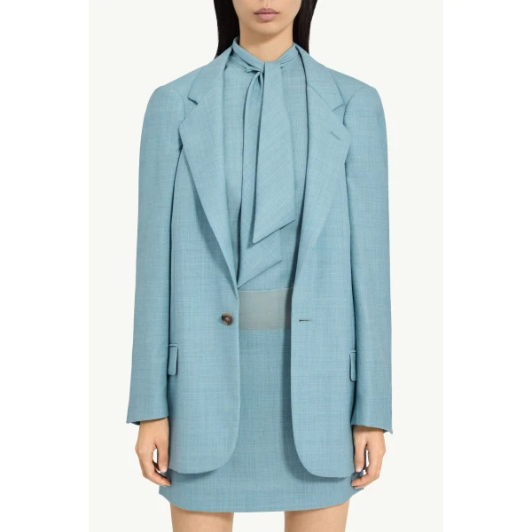 MM6 Maison Margiela Wool Tailored Jacket in Blue, view 5 | Blazers | Coveti