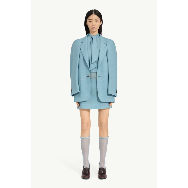 MM6 Maison Margiela Wool Tailored Jacket in Blue, view 6 | Blazers | Coveti