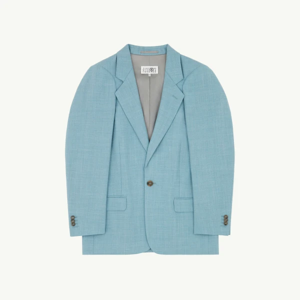 Wool Tailored Jacket in Blue