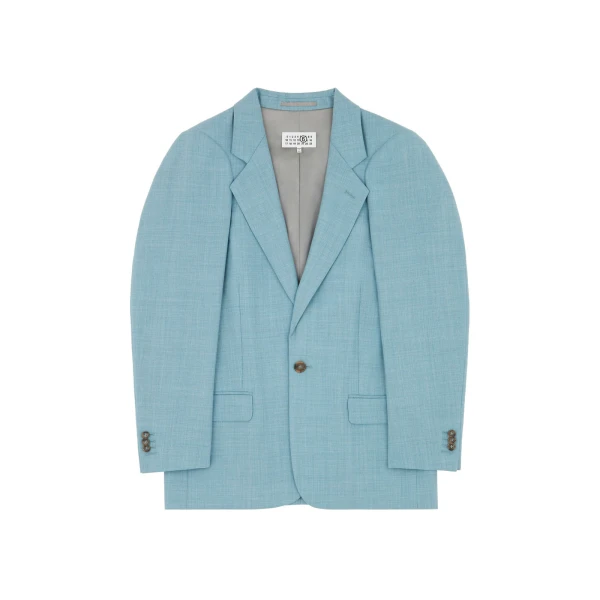 Wool Tailored Jacket in Blue