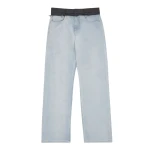 MM6 Maison Margiela Wool-Waistband Straight-Leg Jeans in Light Blue | Denim | Coveti