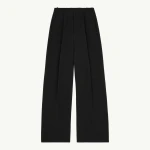 MM6 Maison Margiela Wool Wide-Leg Trousers in Black | Wide leg pants | Coveti