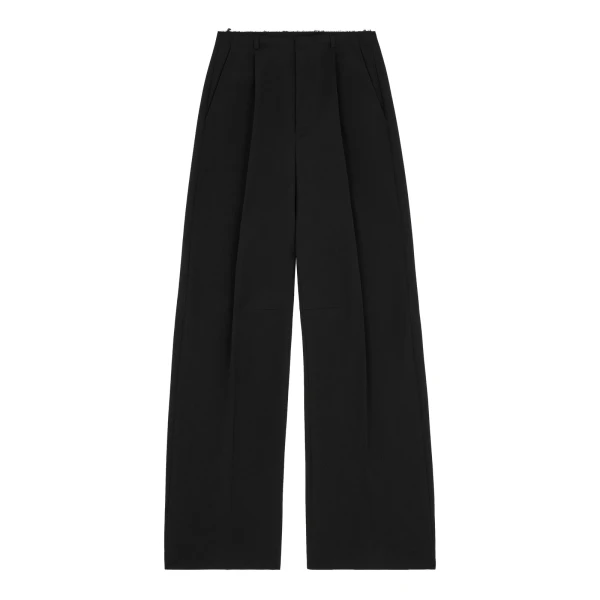 Wool Wide-Leg Trousers in Black