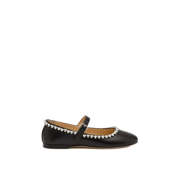 Black Mach & Mach Audrey Leather Flats in Black | Shoes