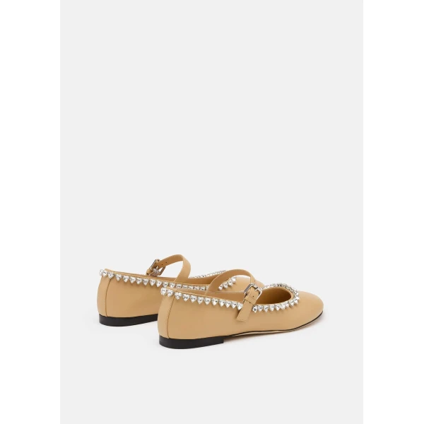 Neutrals Mach & Mach Audrey Leather Flats in Nude, view 4 | Flats