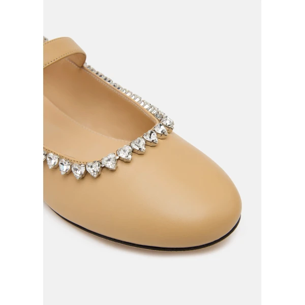 Neutrals Mach & Mach Audrey Leather Flats in Nude, view 5 | Flats