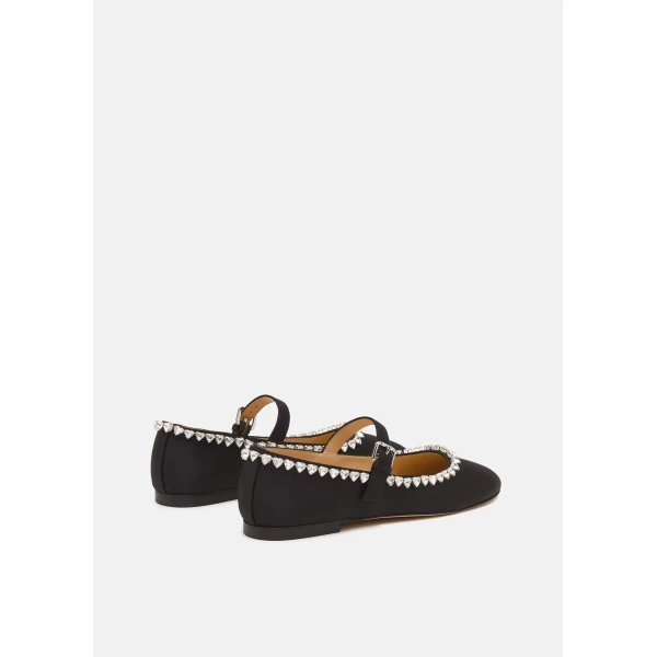 Black Mach & Mach Audrey Satin Flats in Black, view 4 | Flats