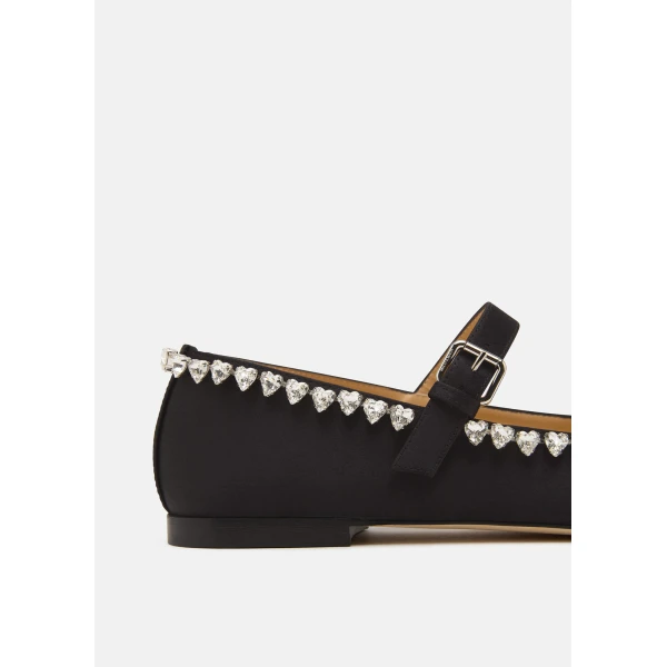 Black Mach & Mach Audrey Satin Flats in Black, view 5 | Flats