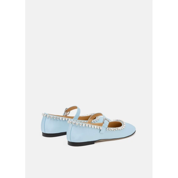 Blue Mach & Mach Audrey Satin Flats in Blue, view 4 | Flats