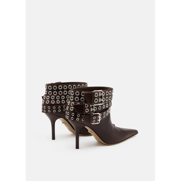 Beige Mach & Mach Buckle Belt Vintage Leather Ankle Boots in Brown, view 4 | Boots