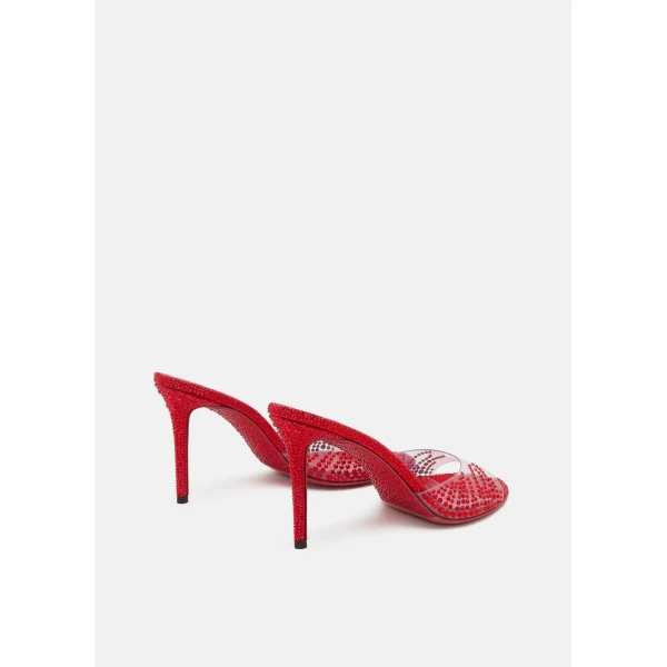 Red Mach & Mach Crystal Flame Red Round Toe Mules, view 4 | Mules