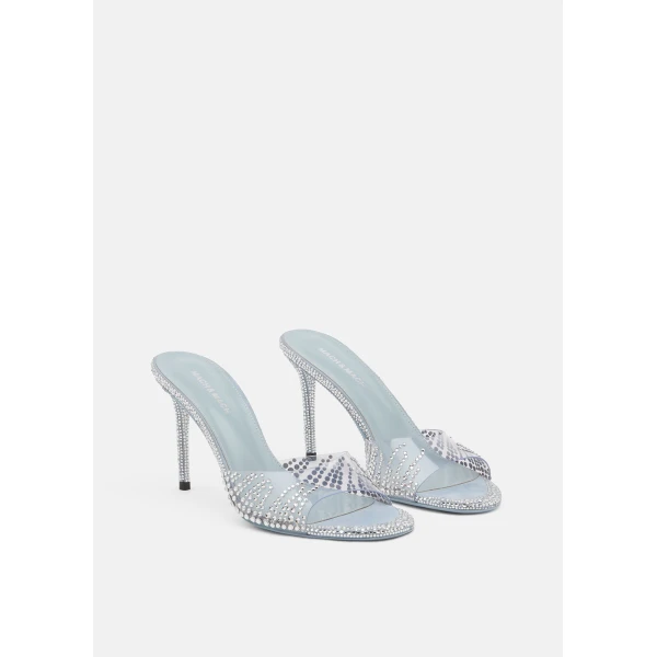 Grey Mach & Mach Crystal Flame Round Toe Mules in Grey, view 2 | Mules