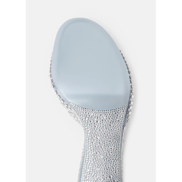 Grey Mach & Mach Crystal Flame Round Toe Mules in Grey, view 4 | Mules