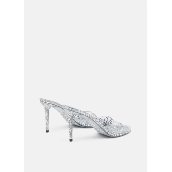 Grey Mach & Mach Crystal Flame Round Toe Mules in Grey, view 5 | Mules