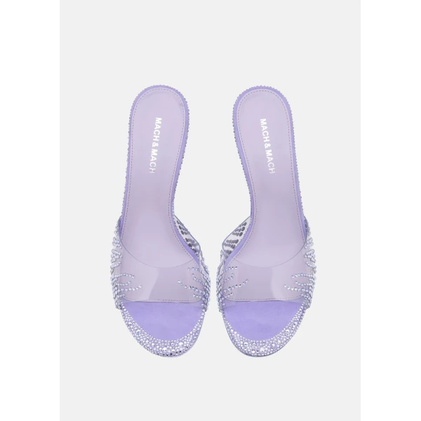 Purple Mach & Mach Crystal Flame Round Toe Mules in Lavender, view 3 | Mules