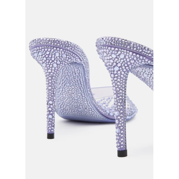Purple Mach & Mach Crystal Flame Round Toe Mules in Lavender, view 5 | Mules