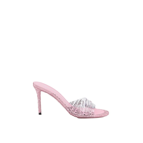 Pink Mach & Mach Crystal Flame Round Toe Mules in Pink | Shoes