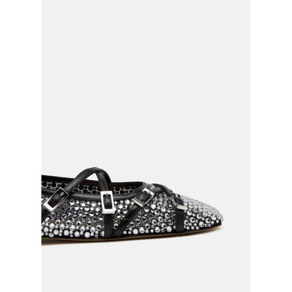 Black Mach & Mach Crystal Net Flats in Black, view 5 | Flats