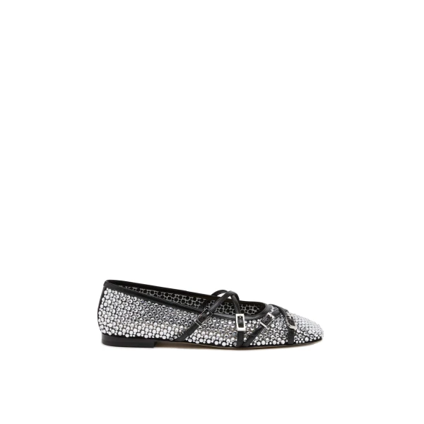 Black Mach & Mach Crystal Net Flats in Black | Shoes