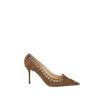 Beige Mach & Mach Crystalized Corset Pointed Toe Pumps in Dark Brown | Shoes