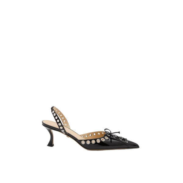 Black Mach & Mach Crystalized Corset Pointed Toe Slingback in Black | Shoes