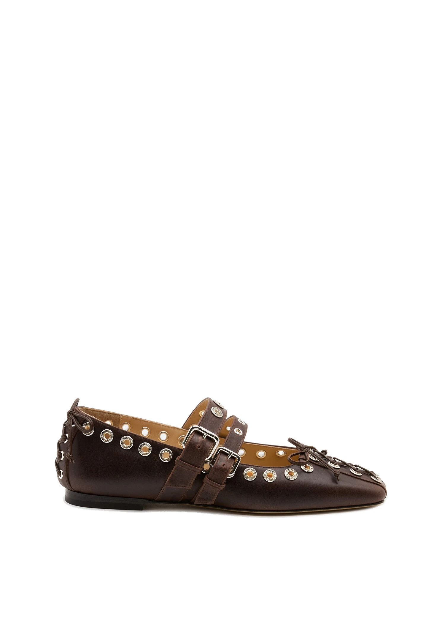 Mach & Mach Crystalized Corset Square Toe Ballet Flats in Brown Beige Mach & Mach Crystalized Corset Square Toe Ballet Flats in Brown | Shoes