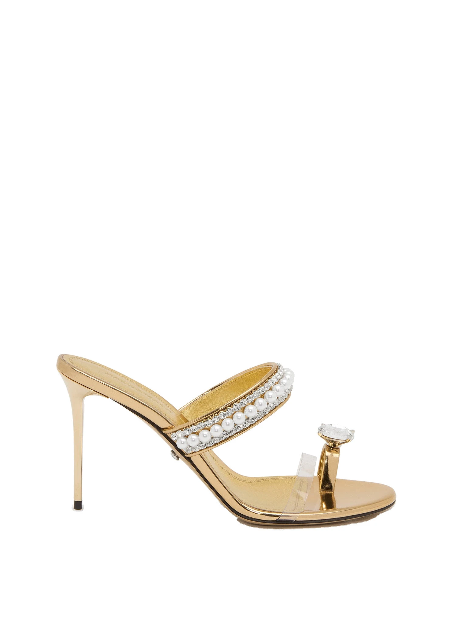 Mach & Mach Diamond of Elizabeth Ring Toe Leather Mules in Gold Metallic Mach & Mach Diamond of Elizabeth Ring Toe Leather Mules in Gold | Shoes