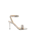 Metallic Mach & Mach Double Bow Metallic Sandals in Silver | Shoes