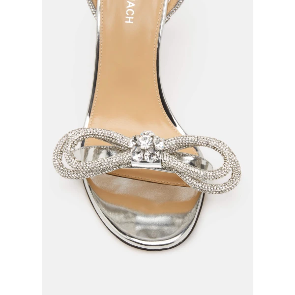 Metallic Mach & Mach Double Bow Metallic Sandals in Silver, view 5 | Sandals