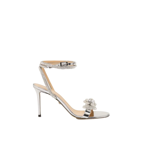Metallic Mach & Mach Double Bow Metallic Sandals in Silver | Shoes