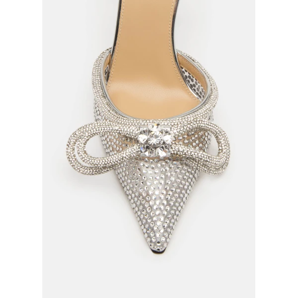 Metallic Mach & Mach Double Bow PVC Pumps 100mm in Silver, view 5 | Heels