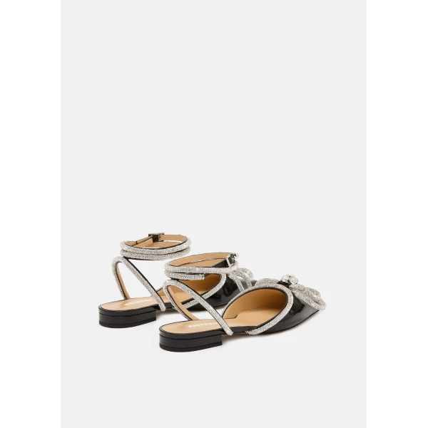 Black Mach & Mach Double Bow Patent Flats in Black, view 4 | Flats