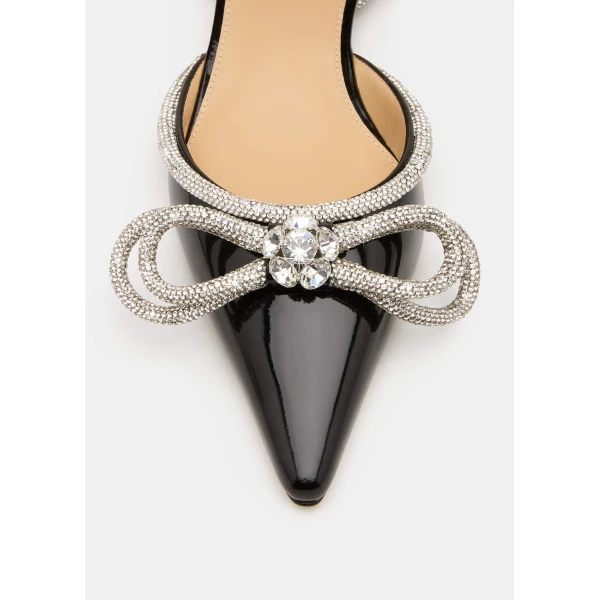 Black Mach & Mach Double Bow Patent Flats in Black, view 5 | Flats