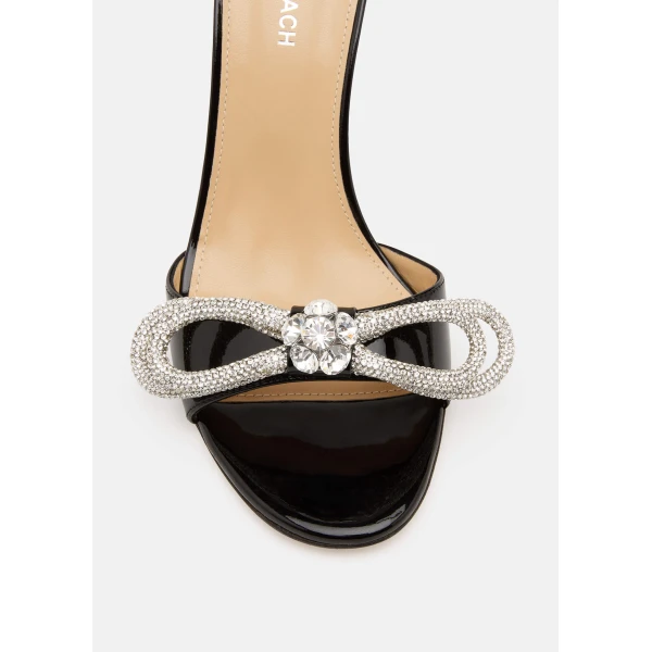 Black Mach & Mach Double Bow Patent Mules in Black, view 5 | Mules